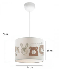 GloboStar® BEAR 204-0021 Παιδικό Κρεμαστό Φωτιστικό Φιγούρα Μονόφωτο 1 x E27 IP20 Λευκό Ύφασμα – Μ24 x Π24 x Υ70cm