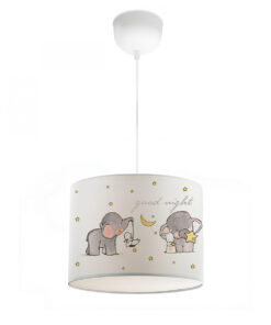 GloboStar® ELEPHANT 204-0020 Παιδικό Κρεμαστό Φωτιστικό Φιγούρα Μονόφωτο 1 x E27 IP20 Λευκό Ύφασμα – Μ24 x Π24 x Υ70cm