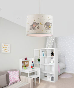 GloboStar® ELEPHANT 204-0020 Παιδικό Κρεμαστό Φωτιστικό Φιγούρα Μονόφωτο 1 x E27 IP20 Λευκό Ύφασμα – Μ24 x Π24 x Υ70cm