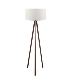 GloboStar® SAGA 204-0032 Μοντέρνο Eπιδαπέδιο Φωτιστικό Μονόφωτο 1 x E27 IP20 Καρυδί Ξύλο με Λευκό Ύφασμα – Μ38 x Π38 x Υ140cm