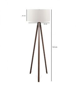 GloboStar® SAGA 204-0032 Μοντέρνο Eπιδαπέδιο Φωτιστικό Μονόφωτο 1 x E27 IP20 Καρυδί Ξύλο με Λευκό Ύφασμα – Μ38 x Π38 x Υ140cm