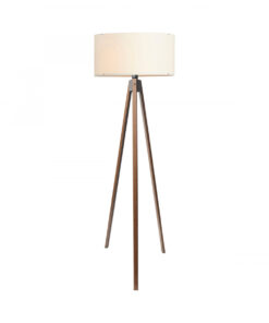 GloboStar® SAGA 204-0031 Μοντέρνο Eπιδαπέδιο Φωτιστικό Μονόφωτο 1 x E27 IP20 Καρυδί Ξύλο με Μπεζ Ύφασμα – Μ38 x Π38 x Υ140cm