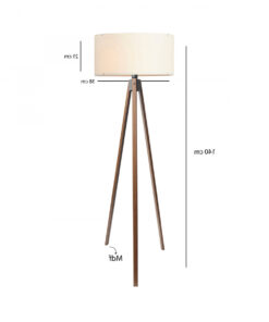 GloboStar® SAGA 204-0031 Μοντέρνο Eπιδαπέδιο Φωτιστικό Μονόφωτο 1 x E27 IP20 Καρυδί Ξύλο με Μπεζ Ύφασμα – Μ38 x Π38 x Υ140cm