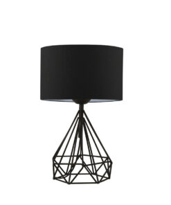 GloboStar® DIAMOND 204-0083 Μοντέρνο Eπιτραπέζιο Φωτιστικό Μονόφωτο 1 x E27 IP20 Μαύρο Μέταλλο με Μαύρο Ύφασμα – Μ24 x Π24 x Υ41cm