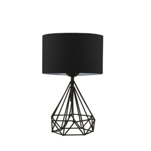 GloboStar® DIAMOND 204-0083 Μοντέρνο Eπιτραπέζιο Φωτιστικό Μονόφωτο 1 x E27 IP20 Μαύρο Μέταλλο με Μαύρο Ύφασμα – Μ24 x Π24 x Υ41cm