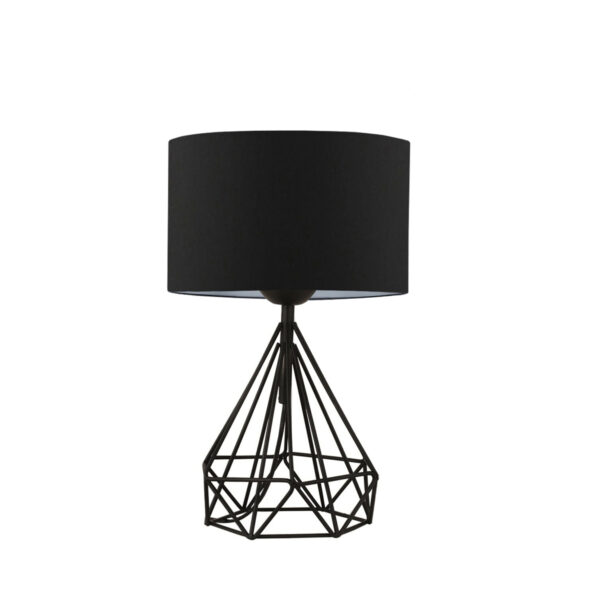 GloboStar® DIAMOND 204-0083 Μοντέρνο Eπιτραπέζιο Φωτιστικό Μονόφωτο 1 x E27 IP20 Μαύρο Μέταλλο με Μαύρο Ύφασμα – Μ24 x Π24 x Υ41cm