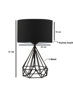 GloboStar® DIAMOND 204-0083 Μοντέρνο Eπιτραπέζιο Φωτιστικό Μονόφωτο 1 x E27 IP20 Μαύρο Μέταλλο με Μαύρο Ύφασμα – Μ24 x Π24 x Υ41cm