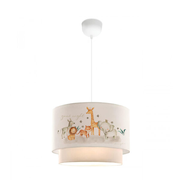 GloboStar® GIRAFFE 204-0007 Παιδικό Κρεμαστό Φωτιστικό Φιγούρα Μονόφωτο 1 x E27 IP20 Λευκό Ύφασμα – Μ30 x Π30 x Υ70cm
