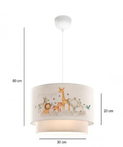 GloboStar® GIRAFFE 204-0007 Παιδικό Κρεμαστό Φωτιστικό Φιγούρα Μονόφωτο 1 x E27 IP20 Λευκό Ύφασμα – Μ30 x Π30 x Υ70cm