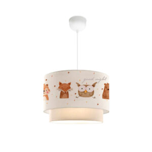 GloboStar® OWL 204-0001 Παιδικό Κρεμαστό Φωτιστικό Φιγούρα Μονόφωτο 1 x E27 IP20 Λευκό Ύφασμα – Μ30 x Π30 x Υ70cm