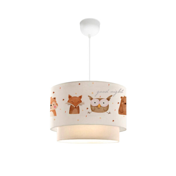 GloboStar® OWL 204-0001 Παιδικό Κρεμαστό Φωτιστικό Φιγούρα Μονόφωτο 1 x E27 IP20 Λευκό Ύφασμα – Μ30 x Π30 x Υ70cm
