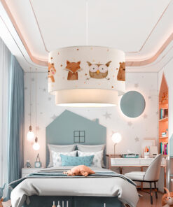 GloboStar® OWL 204-0001 Παιδικό Κρεμαστό Φωτιστικό Φιγούρα Μονόφωτο 1 x E27 IP20 Λευκό Ύφασμα – Μ30 x Π30 x Υ70cm