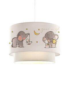 GloboStar® ELEPHANT 204-0002 Παιδικό Κρεμαστό Φωτιστικό Φιγούρα Μονόφωτο 1 x E27 IP20 Λευκό Ύφασμα – Μ30 x Π30 x Υ70cm
