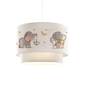 GloboStar® ELEPHANT 204-0002 Παιδικό Κρεμαστό Φωτιστικό Φιγούρα Μονόφωτο 1 x E27 IP20 Λευκό Ύφασμα – Μ30 x Π30 x Υ70cm
