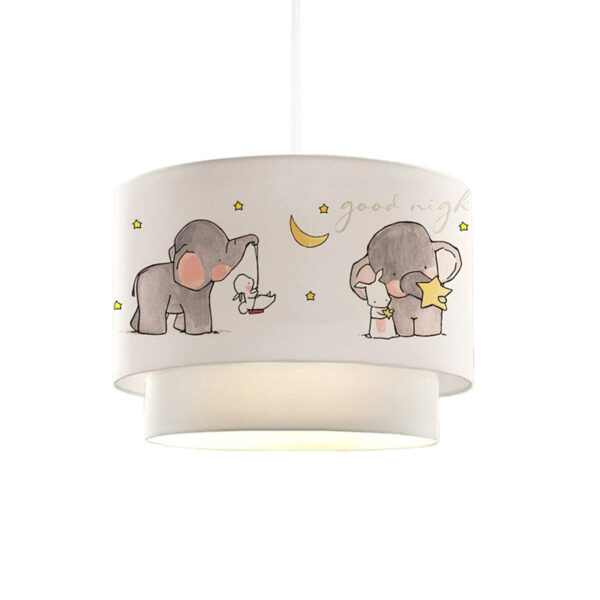 GloboStar® ELEPHANT 204-0002 Παιδικό Κρεμαστό Φωτιστικό Φιγούρα Μονόφωτο 1 x E27 IP20 Λευκό Ύφασμα – Μ30 x Π30 x Υ70cm