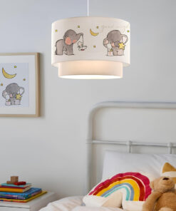 GloboStar® ELEPHANT 204-0002 Παιδικό Κρεμαστό Φωτιστικό Φιγούρα Μονόφωτο 1 x E27 IP20 Λευκό Ύφασμα – Μ30 x Π30 x Υ70cm