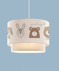 GloboStar® BEAR 204-0003 Παιδικό Κρεμαστό Φωτιστικό Φιγούρα Μονόφωτο 1 x E27 IP20 Λευκό Ύφασμα – Μ30 x Π30 x Υ70cm