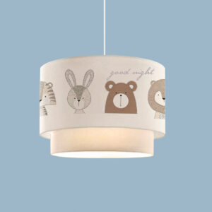 GloboStar® BEAR 204-0003 Παιδικό Κρεμαστό Φωτιστικό Φιγούρα Μονόφωτο 1 x E27 IP20 Λευκό Ύφασμα – Μ30 x Π30 x Υ70cm