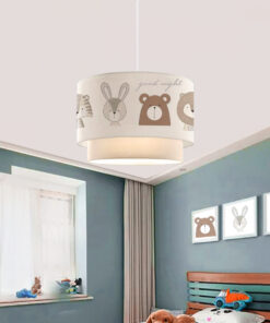 GloboStar® BEAR 204-0003 Παιδικό Κρεμαστό Φωτιστικό Φιγούρα Μονόφωτο 1 x E27 IP20 Λευκό Ύφασμα – Μ30 x Π30 x Υ70cm