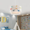 GloboStar® DINO 204-0006 Παιδικό Κρεμαστό Φωτιστικό Φιγούρα Μονόφωτο 1 x E27 IP20 Λευκό & Mπλε Ύφασμα – Μ30 x Π30 x Υ70cm