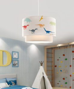 GloboStar® DINO 204-0006 Παιδικό Κρεμαστό Φωτιστικό Φιγούρα Μονόφωτο 1 x E27 IP20 Λευκό & Mπλε Ύφασμα – Μ30 x Π30 x Υ70cm