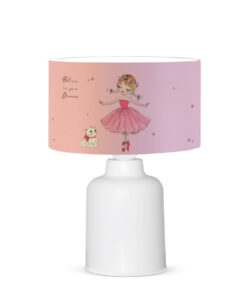 GloboStar® BALLERINA 204-0029 Παιδικό Eπιτραπέζιο Φωτιστικό Φιγούρα Μονόφωτο 1 x E27 IP20 Ροζ Ύφασμα – Μ24 x Π24 x Υ32cm