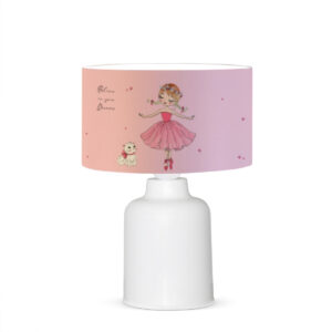 GloboStar® BALLERINA 204-0029 Παιδικό Eπιτραπέζιο Φωτιστικό Φιγούρα Μονόφωτο 1 x E27 IP20 Ροζ Ύφασμα – Μ24 x Π24 x Υ32cm