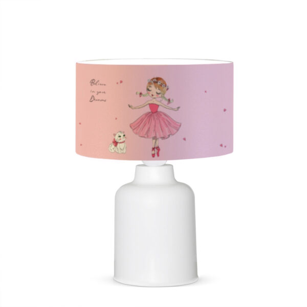 GloboStar® BALLERINA 204-0029 Παιδικό Eπιτραπέζιο Φωτιστικό Φιγούρα Μονόφωτο 1 x E27 IP20 Ροζ Ύφασμα – Μ24 x Π24 x Υ32cm