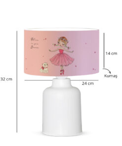 GloboStar® BALLERINA 204-0029 Παιδικό Eπιτραπέζιο Φωτιστικό Φιγούρα Μονόφωτο 1 x E27 IP20 Ροζ Ύφασμα – Μ24 x Π24 x Υ32cm
