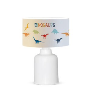 GloboStar® DINO 204-0028 Παιδικό Eπιτραπέζιο Φωτιστικό Φιγούρα Μονόφωτο 1 x E27 IP20 Λευκό Ύφασμα – Μ24 x Π24 x Υ32cm