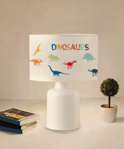 GloboStar® DINO 204-0028 Παιδικό Eπιτραπέζιο Φωτιστικό Φιγούρα Μονόφωτο 1 x E27 IP20 Λευκό Ύφασμα – Μ24 x Π24 x Υ32cm
