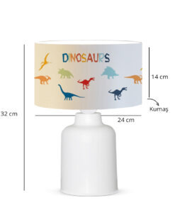 GloboStar® DINO 204-0028 Παιδικό Eπιτραπέζιο Φωτιστικό Φιγούρα Μονόφωτο 1 x E27 IP20 Λευκό Ύφασμα – Μ24 x Π24 x Υ32cm