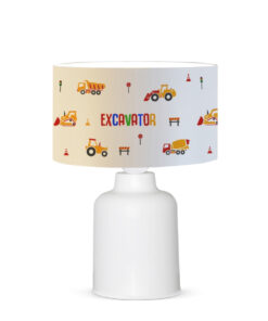 GloboStar® EXCAVATOR 204-0027 Παιδικό Eπιτραπέζιο Φωτιστικό Φιγούρα Μονόφωτο 1 x E27 IP20 Λευκό Ύφασμα – Μ24 x Π24 x Υ32cm