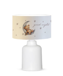 GloboStar® MOON 204-0023 Παιδικό Eπιτραπέζιο Φωτιστικό Φιγούρα Μονόφωτο 1 x E27 IP20 Λευκό Ύφασμα – Μ24 x Π24 x Υ32cm