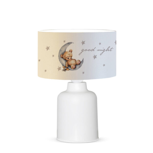 GloboStar® MOON 204-0023 Παιδικό Eπιτραπέζιο Φωτιστικό Φιγούρα Μονόφωτο 1 x E27 IP20 Λευκό Ύφασμα – Μ24 x Π24 x Υ32cm
