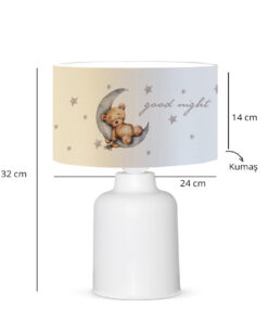 GloboStar® MOON 204-0023 Παιδικό Eπιτραπέζιο Φωτιστικό Φιγούρα Μονόφωτο 1 x E27 IP20 Λευκό Ύφασμα – Μ24 x Π24 x Υ32cm