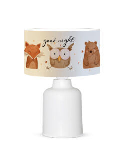 GloboStar® OWL 204-0024 Παιδικό Eπιτραπέζιο Φωτιστικό Φιγούρα Μονόφωτο 1 x E27 IP20 Λευκό & Πορτοκαλί Ύφασμα – Μ24 x Π24 x Υ32cm