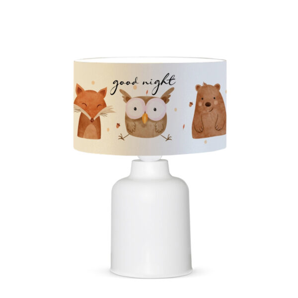 GloboStar® OWL 204-0024 Παιδικό Eπιτραπέζιο Φωτιστικό Φιγούρα Μονόφωτο 1 x E27 IP20 Λευκό & Πορτοκαλί Ύφασμα – Μ24 x Π24 x Υ32cm