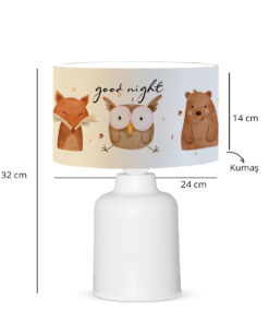 GloboStar® OWL 204-0024 Παιδικό Eπιτραπέζιο Φωτιστικό Φιγούρα Μονόφωτο 1 x E27 IP20 Λευκό & Πορτοκαλί Ύφασμα – Μ24 x Π24 x Υ32cm