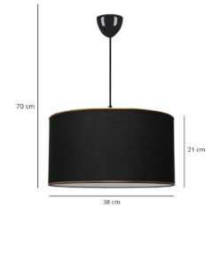 GloboStar® LOFTY 204-0092 Μοντέρνο Κρεμαστό Φωτιστικό Kαπέλο Μονόφωτο 1 x E27 IP20 Μαύρο Ύφασμα – Μ38 x Π38 x Υ70cm