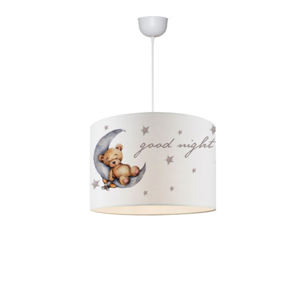 GloboStar® MOON 204-0013 Παιδικό Κρεμαστό Φωτιστικό Φιγούρα Μονόφωτο 1 x E27 IP20 Λευκό Ύφασμα – Μ28 x Π28 x Υ70cm