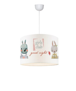 GloboStar® GIRLSCLUB 204-0010 Παιδικό Κρεμαστό Φωτιστικό Φιγούρα Μονόφωτο 1 x E27 IP20 Λευκό Ύφασμα – Μ28 x Π28 x Υ70cm