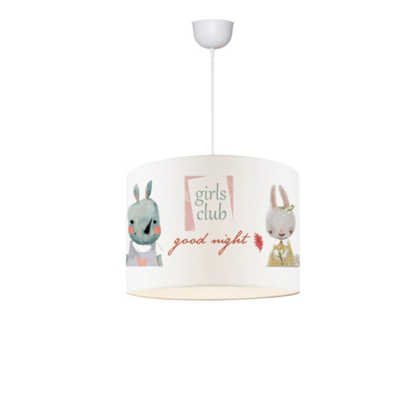 GloboStar® GIRLSCLUB 204-0010 Παιδικό Κρεμαστό Φωτιστικό Φιγούρα Μονόφωτο 1 x E27 IP20 Λευκό Ύφασμα – Μ28 x Π28 x Υ70cm