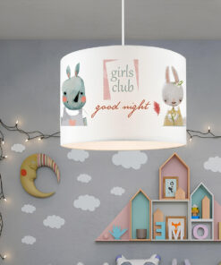 GloboStar® GIRLSCLUB 204-0010 Παιδικό Κρεμαστό Φωτιστικό Φιγούρα Μονόφωτο 1 x E27 IP20 Λευκό Ύφασμα – Μ28 x Π28 x Υ70cm