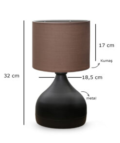 GloboStar® RUBIK 204-0060 Μοντέρνο Eπιτραπέζιο Φωτιστικό Μονόφωτο 1 x E27 IP20 Μαύρο Μέταλλο με Μπεζ Ύφασμα – Μ19 x Π19 x Υ30cm