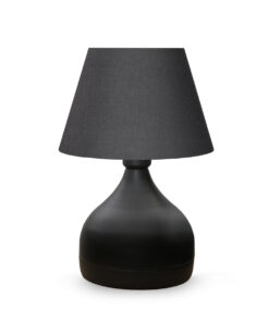 GloboStar® MICKEY 204-0059 Μοντέρνο Eπιτραπέζιο Φωτιστικό Μονόφωτο 1 x E27 IP20 Μαύρο Μέταλλο με Μαύρο Ύφασμα – Μ22 x Π22 x Υ30cm