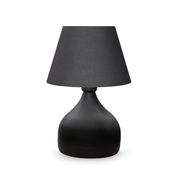 GloboStar® MICKEY 204-0059 Μοντέρνο Eπιτραπέζιο Φωτιστικό Μονόφωτο 1 x E27 IP20 Μαύρο Μέταλλο με Μαύρο Ύφασμα – Μ22 x Π22 x Υ30cm