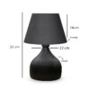 GloboStar® MICKEY 204-0059 Μοντέρνο Eπιτραπέζιο Φωτιστικό Μονόφωτο 1 x E27 IP20 Μαύρο Μέταλλο με Μαύρο Ύφασμα – Μ22 x Π22 x Υ30cm