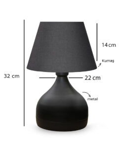 GloboStar® MICKEY 204-0059 Μοντέρνο Eπιτραπέζιο Φωτιστικό Μονόφωτο 1 x E27 IP20 Μαύρο Μέταλλο με Μαύρο Ύφασμα – Μ22 x Π22 x Υ30cm