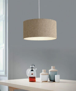 GloboStar® LOFTY 204-0090 Μοντέρνο Κρεμαστό Φωτιστικό Kαπέλο Μονόφωτο 1 x E27 IP20 Μπεζ Ύφασμα -Μ38 x Π38 x Υ70cm